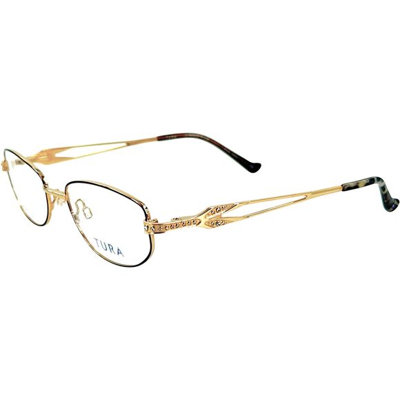 Tura R552 Womens Metal Eyeglass Frame BRN Brown Gold 51-18